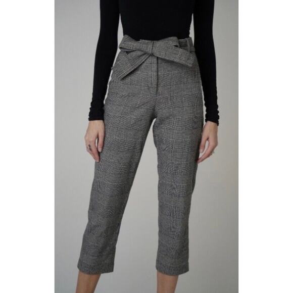 Aritzia Sz 8 Tie Front Glenn Plaid Trouser Pant Wool Stretch Office Academia NWT - Picture 1 of 13